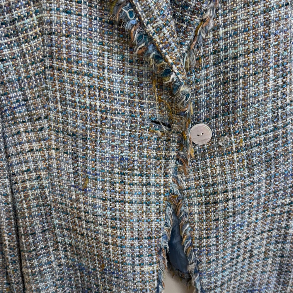 Zara Blue and Gray Tweed Blazer - Picture 4 of 14